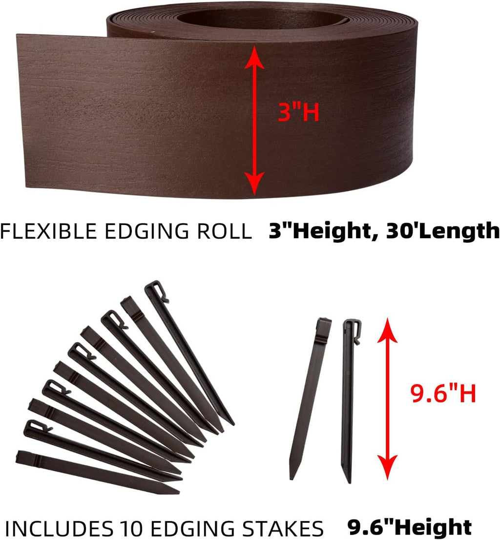 Landscape Edging Coil 40ft 5in with Stakes Brown k7