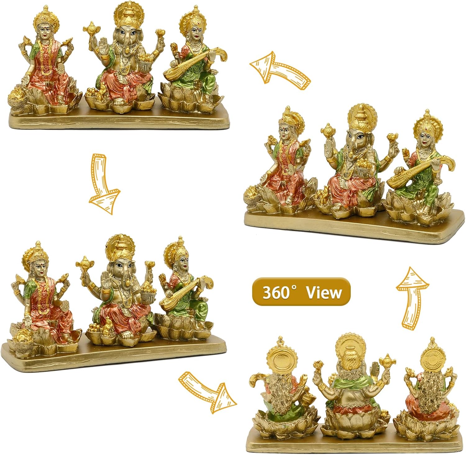 Hindu Gods Lakshmi Ganesha Saraswati Statue for Home Temple Pooja Decor a7