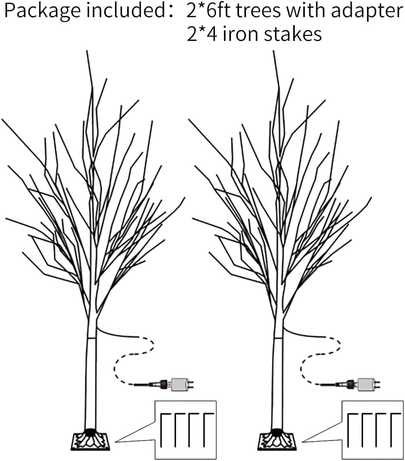 Lighted Birch Tree 2 Pack 6ft Warm White Lights Indoor Outdoor Decor k7m