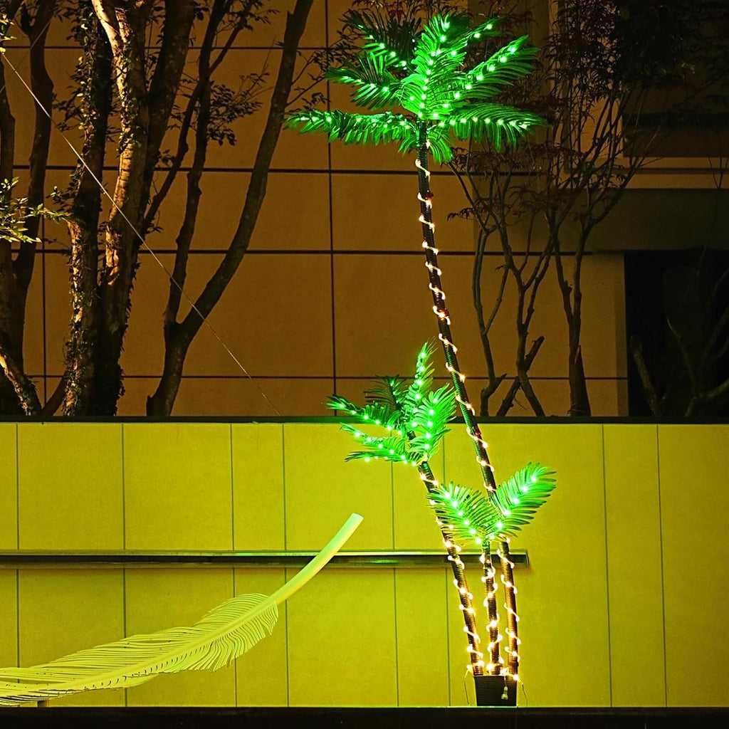 Lighted Palm Trees for Patio with 260 LED Three Trunks Outdoor Decor a7