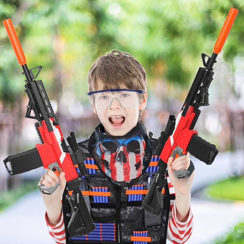 Toy Gun Sniper for Nerf Guns, Automatic Foam Blaster with Tactical Vest, 100 Darts W1993