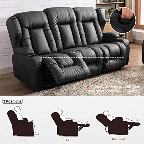 IPKIG 65.3" RV Loveseat Recliner Faux Leather with Console and Cup Holders Q400