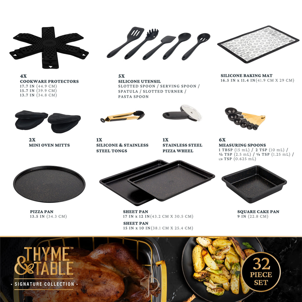 Non-Stick Cookware & Bakeware Set 32-Piece Black k7