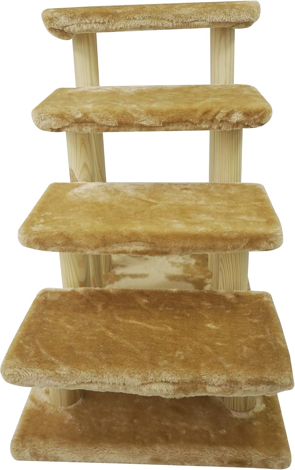 Wooden Pet Stairs 4-Step Ladder with Detachable Carpet for High Bed Couch Brown k7