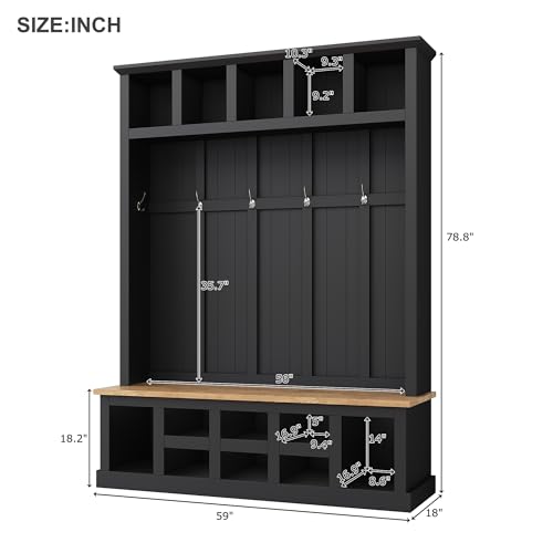 Hall Tree with Coat Rack, Cushion and Shoe Storage Bench, White F457183