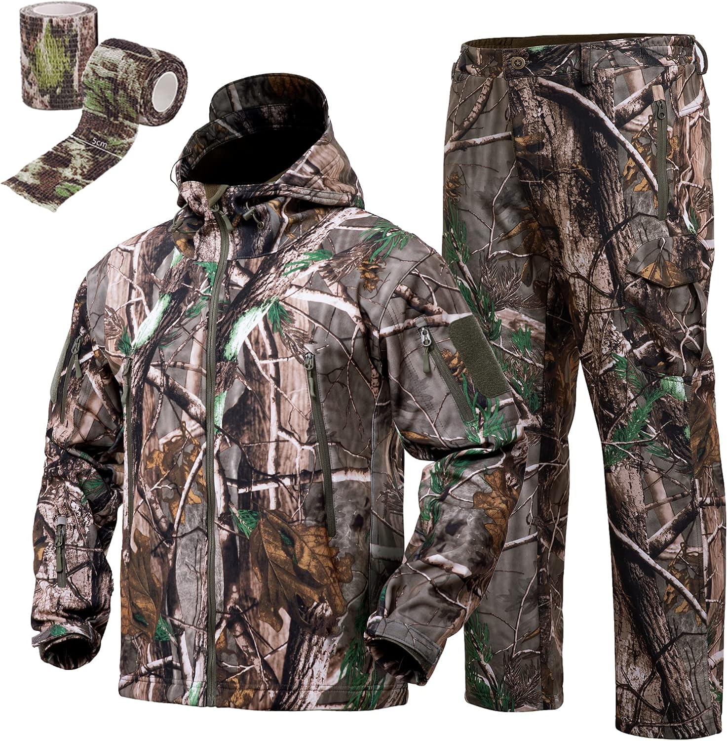 Camouflage Hunting Hoodie Jacket and Pants Windproof Suit k7q