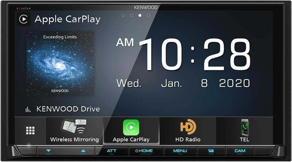 KENWOOD eXcelon DMX907S 6.95" Digital Multimedia Bluetooth Car Stereo with USB, AM/FM HD Radio, Double DIN, Wireless Apple CarPlay and Android Auto, SiriusXM