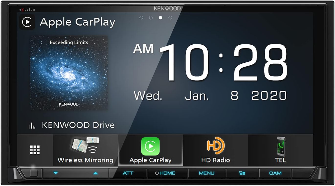 KENWOOD eXcelon DMX907S 6.95" Digital Multimedia Bluetooth Car Stereo with USB, AM/FM HD Radio, Double DIN, Wireless Apple CarPlay and Android Auto, SiriusXM