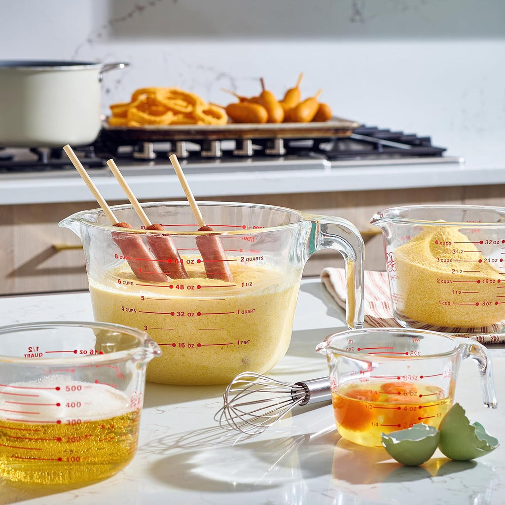 Set of 4 Glass Measuring Cups with Lids for Kitchen Baking B9286