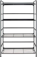 Folding Metal Bookcase-Small Space -No Assembly-Home, Kitchen, Bathroom And Office Black, 4 Shelves, Wide
