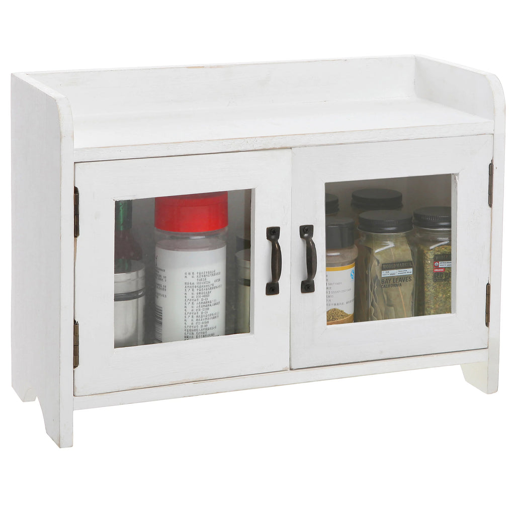 MyGift Antique White Wood Countertop Cabinet Organizer Z63801