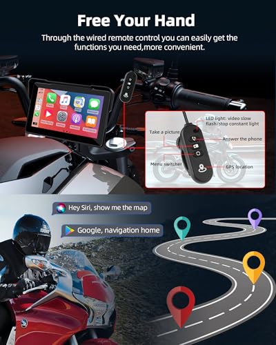 Motorcycle CarPlay & Android Auto 7 inch DVR Screen with Dual 2K Cameras GPS Navigation a7