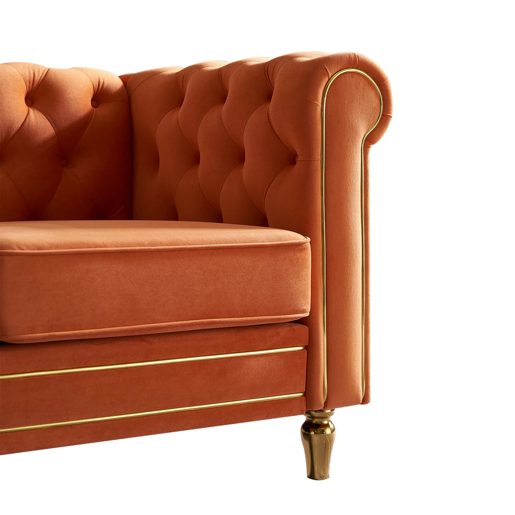 Chesterfield Velvet Sofa 84.65 inch Orange Q225847