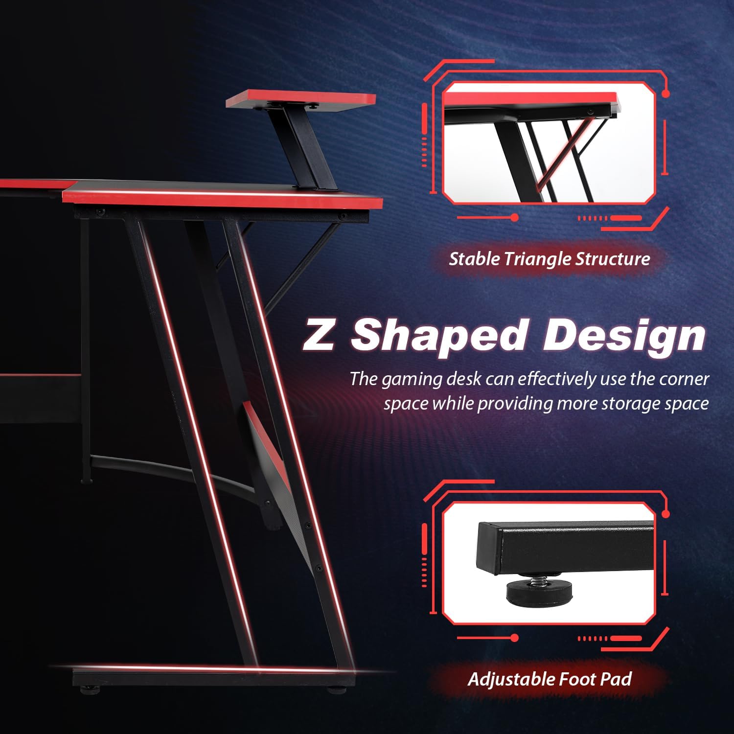 L Shaped Desk 50.4 Inch Corner Computer Desk with Monitor Stand, Black X6445