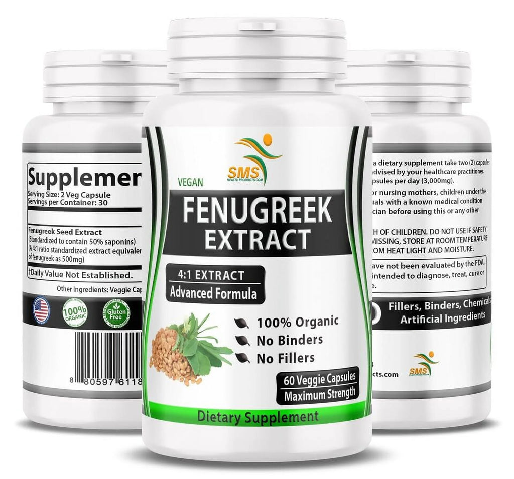 Fenugreek Seed Pills 2000mg Organic, 60 Veggie Capsules S2481