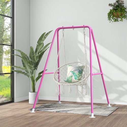 Hammock Chair Stand Heavy Duty Steel 300LBS Outdoor Indoor White a7
