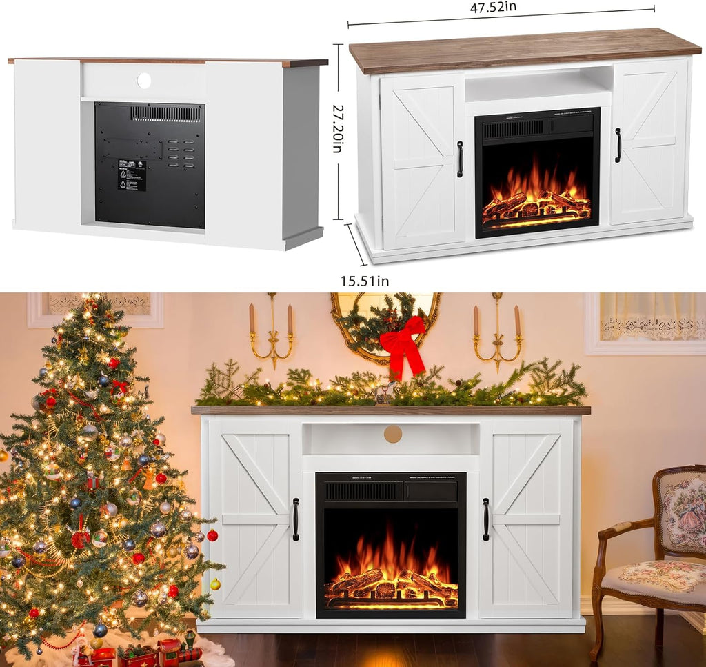 Xbeauty 47" Fireplace Mantel TV Stand with Infrared Heater and Remote Control T4858