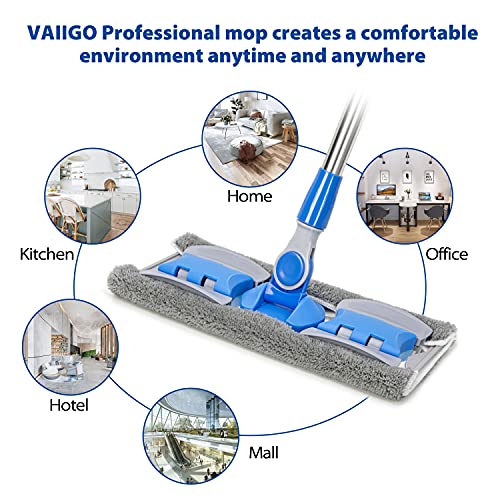 Microfiber Hardwood Floor Mop with 5 Reusable Washable Pads, Wet or Dry Cleaning a7k