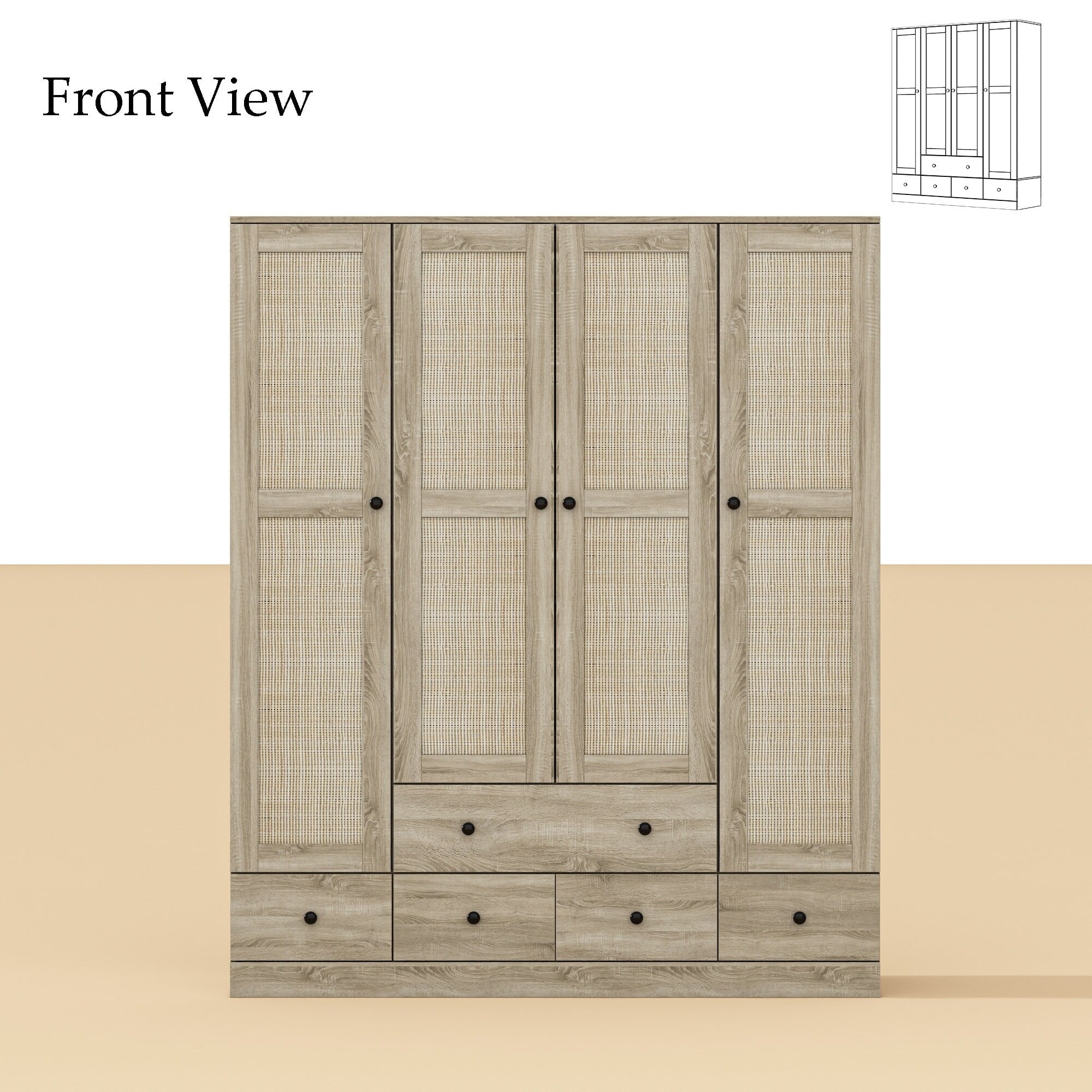 White Wood Freestanding Wardrobe Cabinet 59"W K733