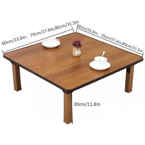 N/A Japanese-Style Square Folding Tea Coffee Table, Adjustable Low Table, 70 x 70 cm J6222