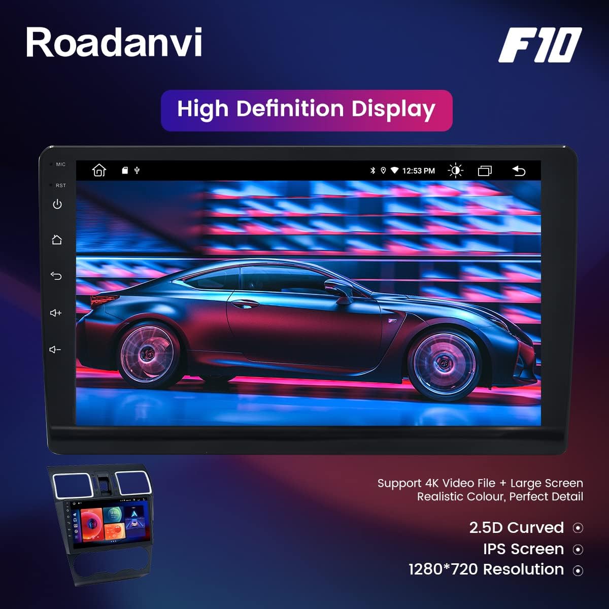 Car Stereo Bluetooth Navigation Carplay Android Auto 1280x720 IPS Touch Screen 4GB+64GB q7