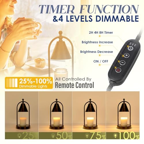 Candle Warmer Lamp with Timer and Dimmer for Bedroom Decor k7m