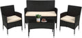 Patio Furniture Set 4 Pieces Outdoor Rattan Chair Wicker Sofa Garden Conversation Bistro Sets for Yard,Pool or Backyard