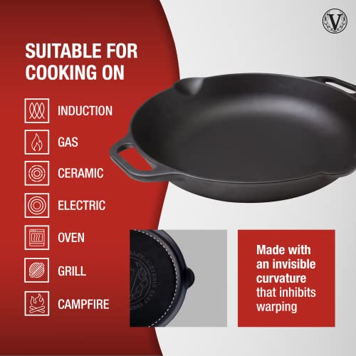 Victoria Cast Iron Round Skillet 10 Inch with Double Loop Handles L1374