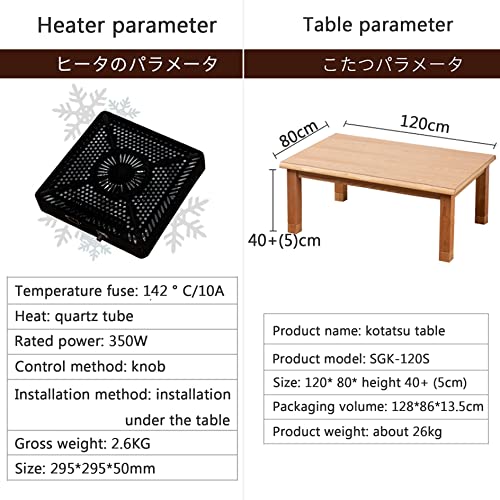 Japanese Kotatsu Table with Heater and Blanket U568