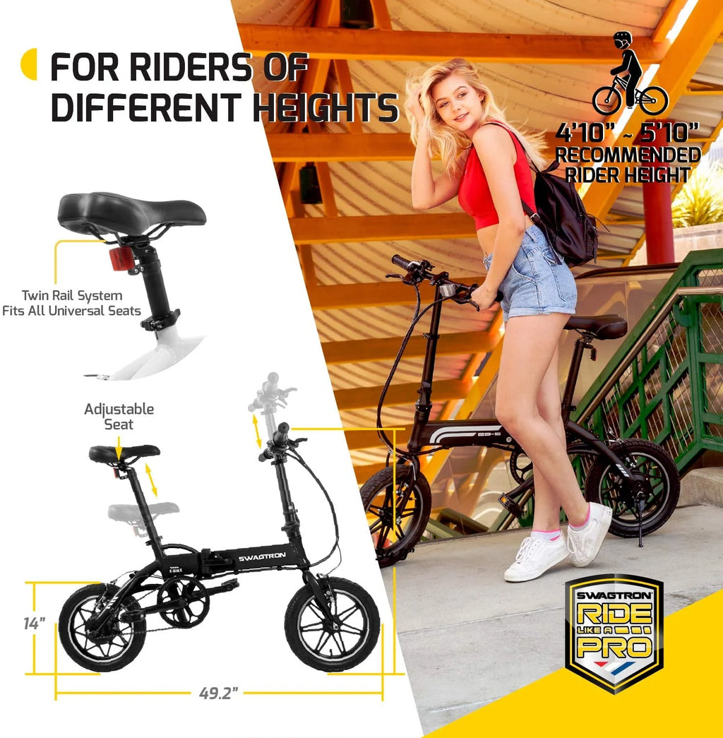 Swagtron Swagcycle EB5 Pro Plus Folding Electric Bike with Pedals K512120