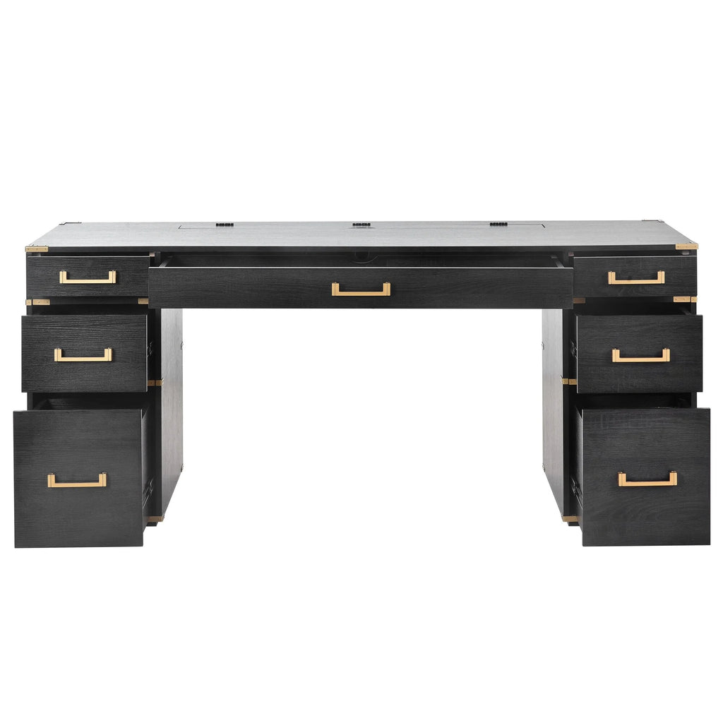 Black Executive Writing Desk with Drawers 7k