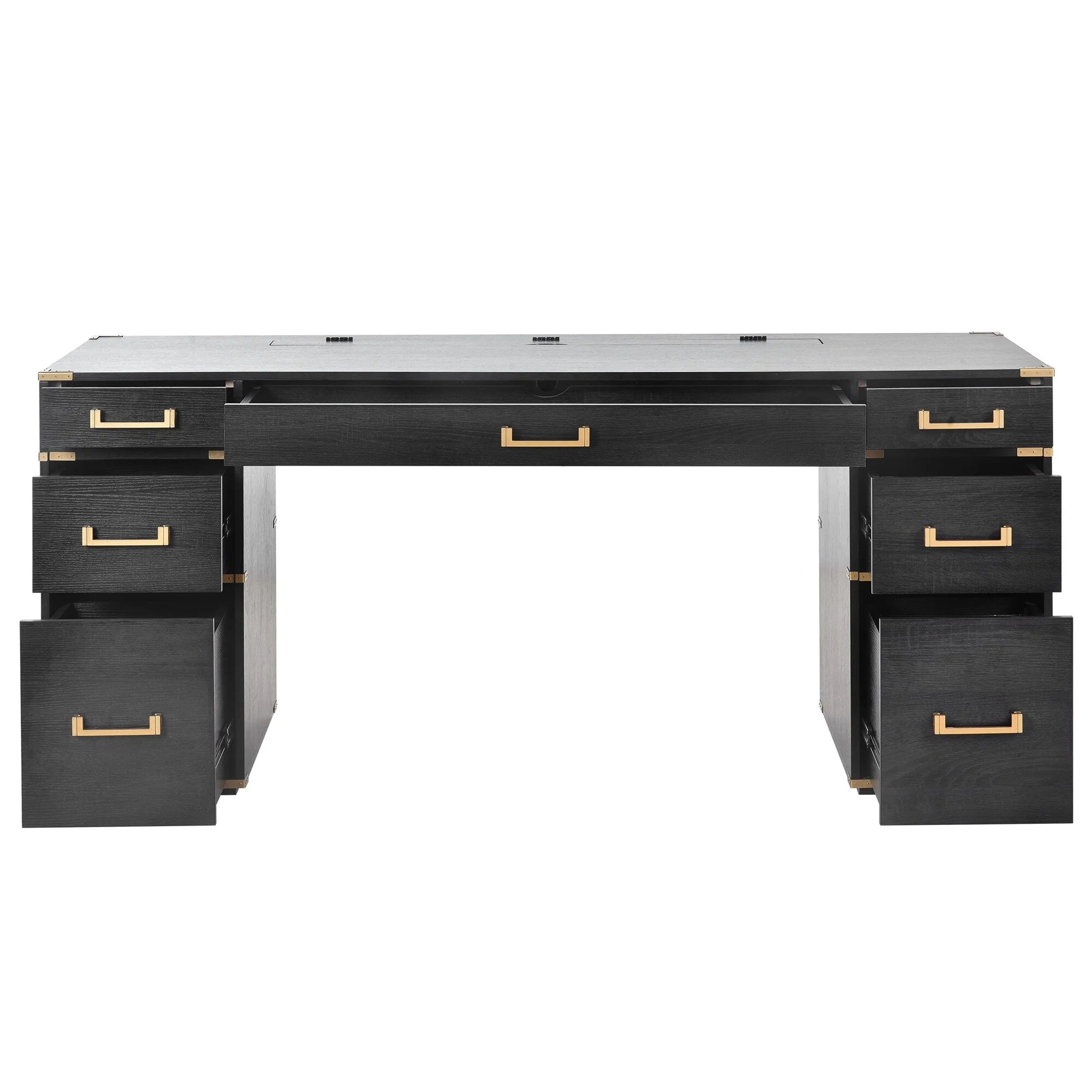 Black Executive Writing Desk with Drawers 7k
