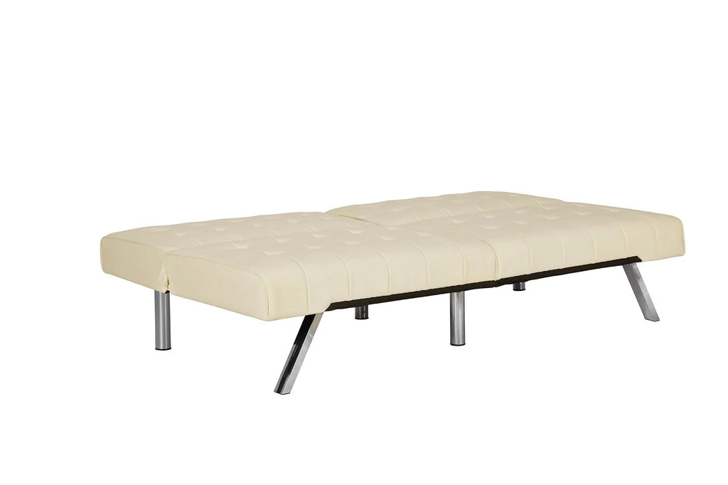 DHP Emily Sectional Futon Sofa Bed with Convertible Chaise, Vanilla Faux Leather R97216