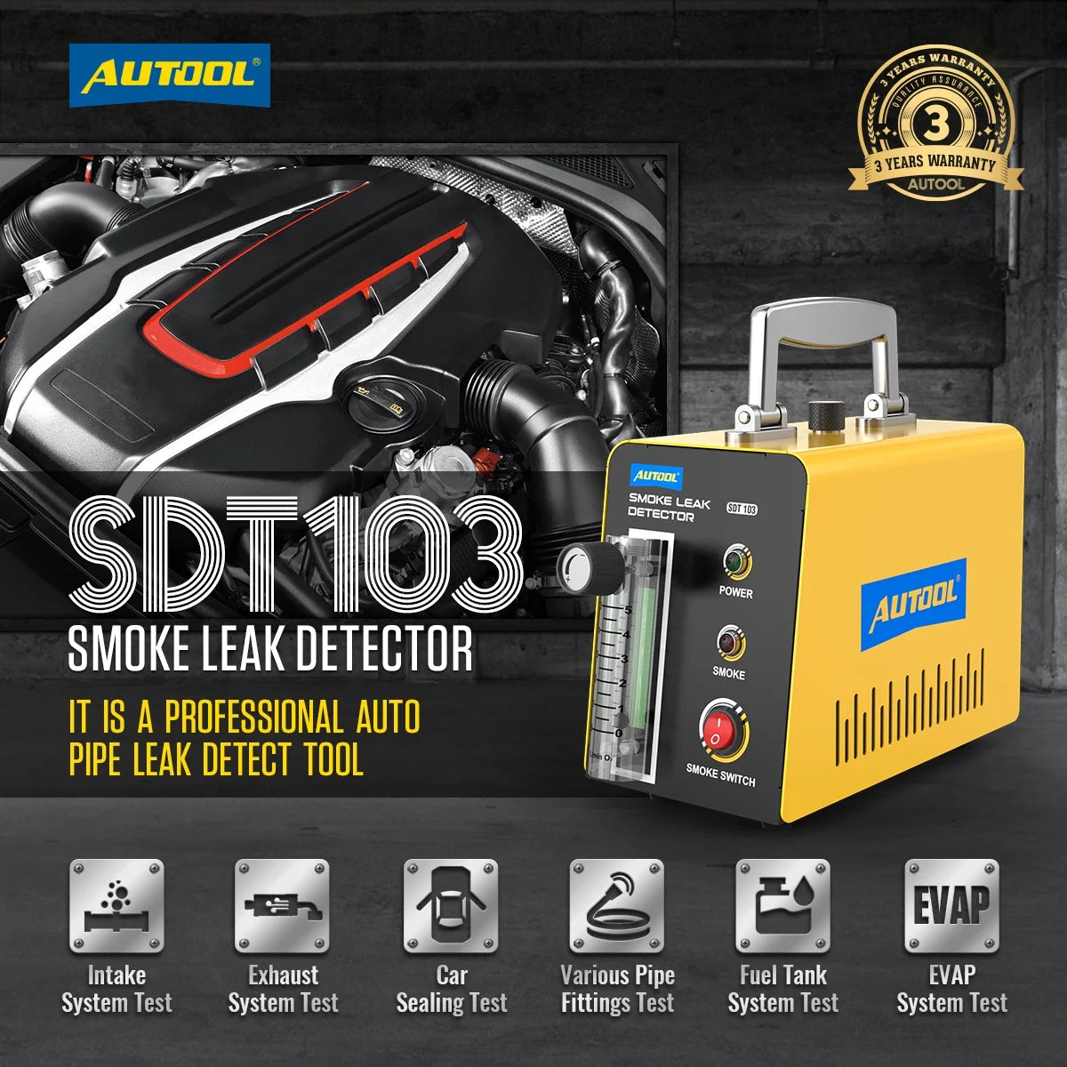 AUTOOL Car EVAP Smoke Machine Leak Tester, DC12V I193