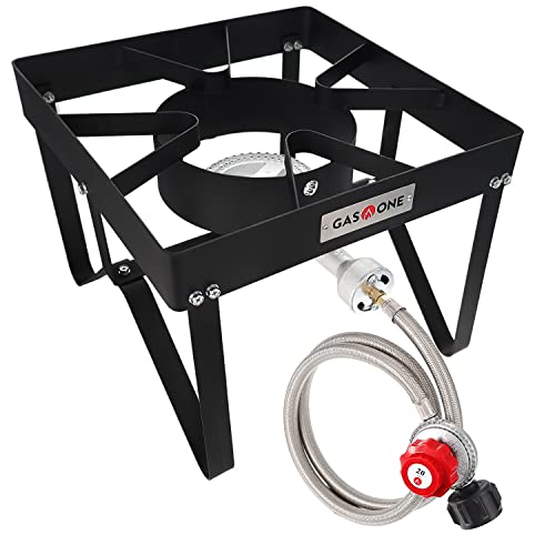 GasOne 200K BTU Propane Burner with Adjustable Regulator and Steel Braided Hose C8002
