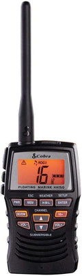Cobra MR HH350W FLT Handheld Floating VHF Radio – 6 Watt, Submersible, Noise Cancelling Mic, Backlit LCD Display, NOAA Weather, Memory Scan, White