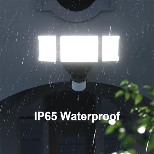 75W Motion Sensor Security Lights with Remote Control, 3 Heads, IP65, 2 Pack O11467