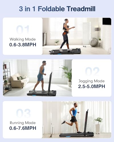 Walking Pad Treadmill 2 in 1 Voice Control 300lbs Capacity a7