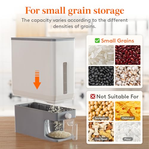 Lifewit Rice Dispenser 25 Lbs, Sealed Moisture Proof Storage Container with Measuring Cup I5095
