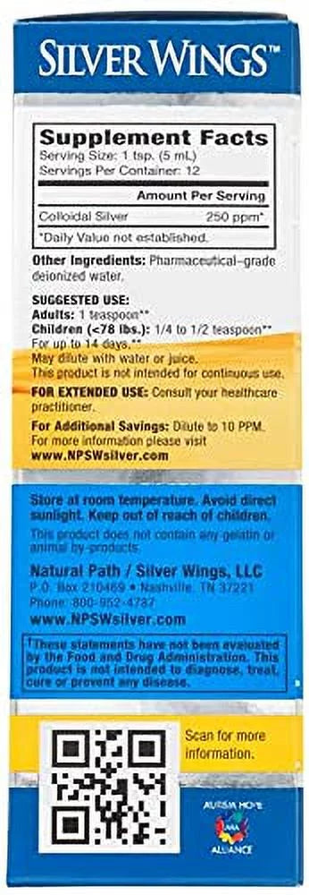 Natural Path Silver Wings Colloidal Silver 8oz with Dropper J856