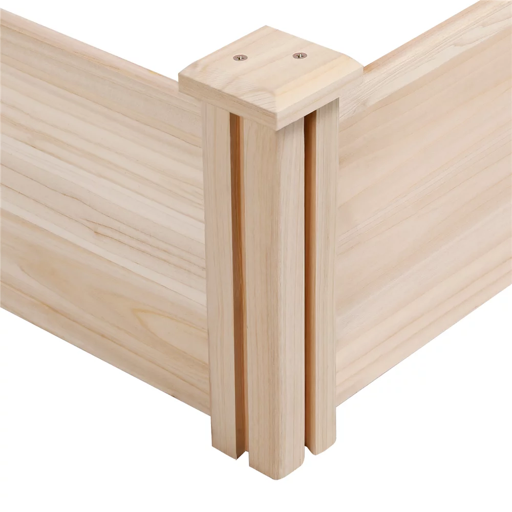 Easyfashion Wooden Raised Garden Bed, 96.7 x 24.6 x 10.6 inch, Natural Wood H225