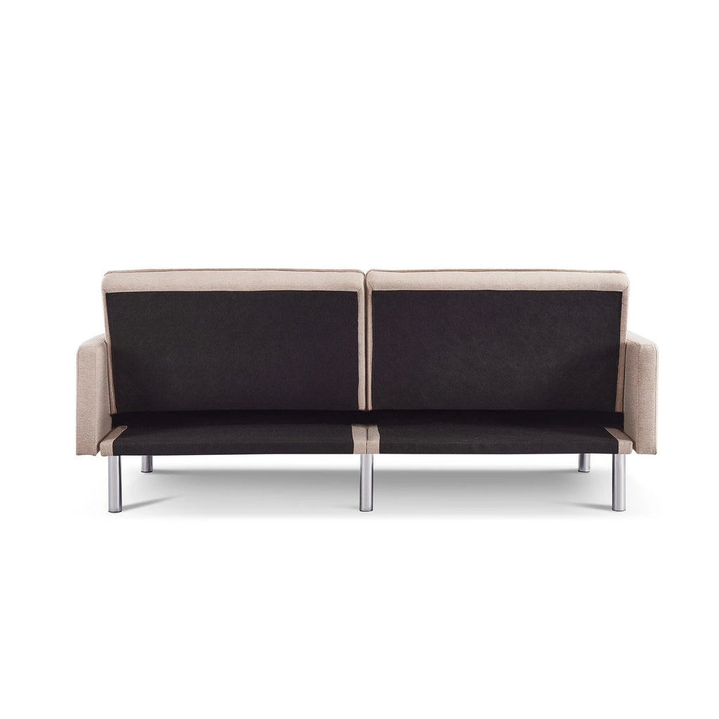 Moootto 84.6 in. Extra Long Tufted Beige Fabric Futon Sofa Bed P625