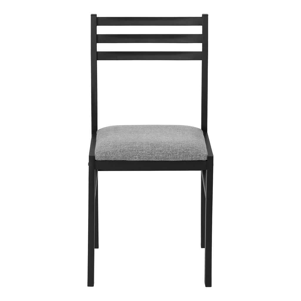 Gray Dining Table Set 3pcs Small Drop Leaf Black Metal O7490