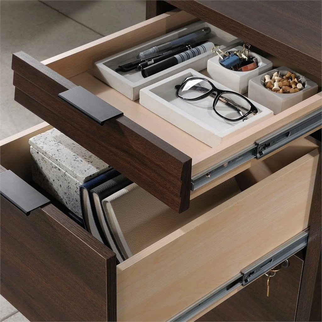 Pemberly Row 72" Wooden Computer Desk in Spiced Mahogany M418710