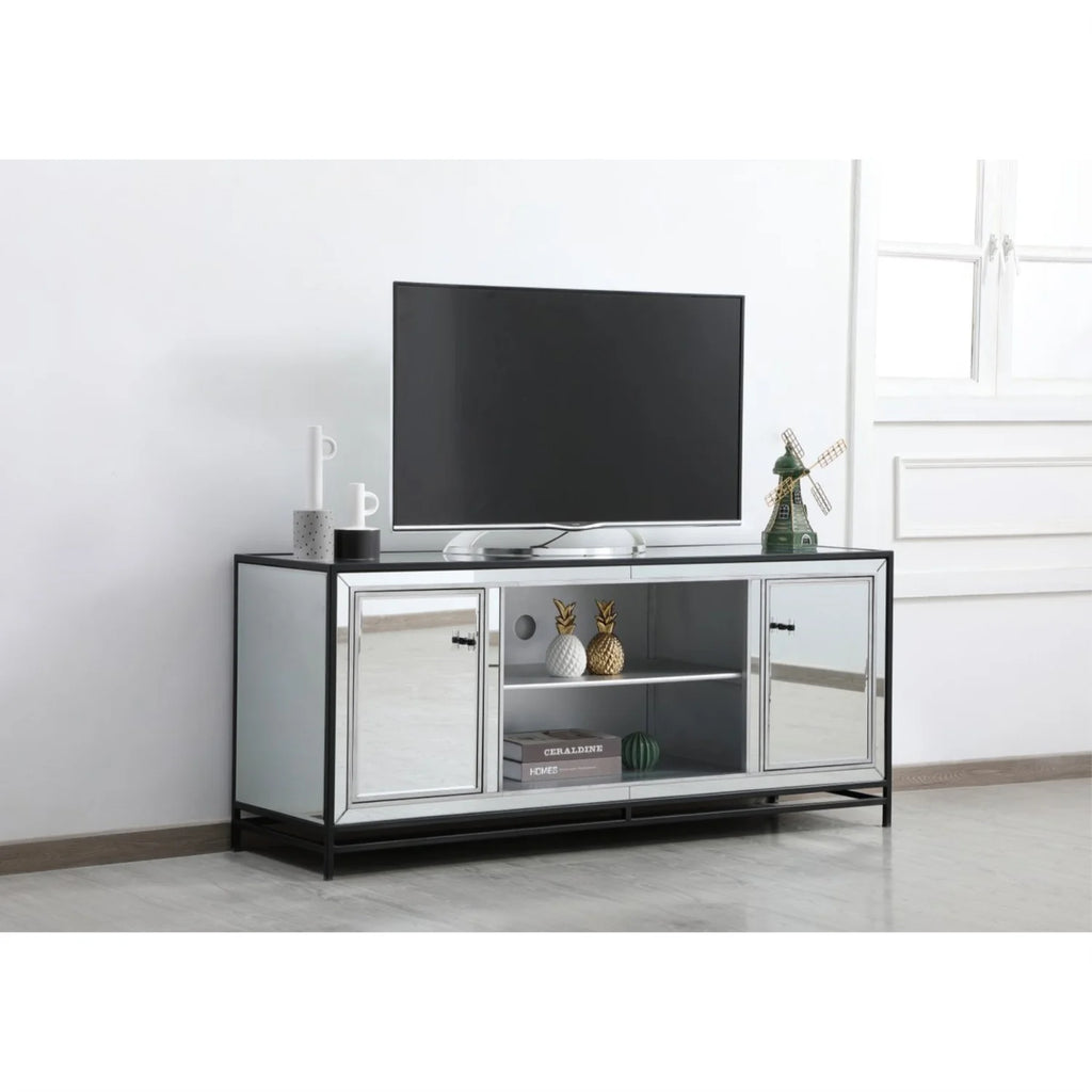 James Mirrored TV Stand for TVs up to 55" Black W4585