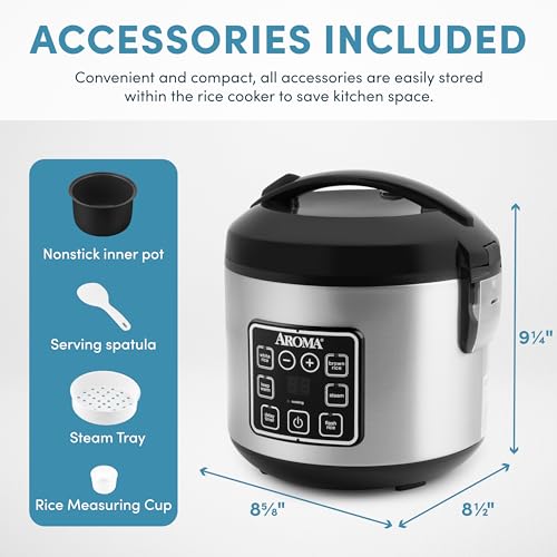 Rice Cooker 4-Cup Uncooked 8-Cup Cooked Stainless Steel a7