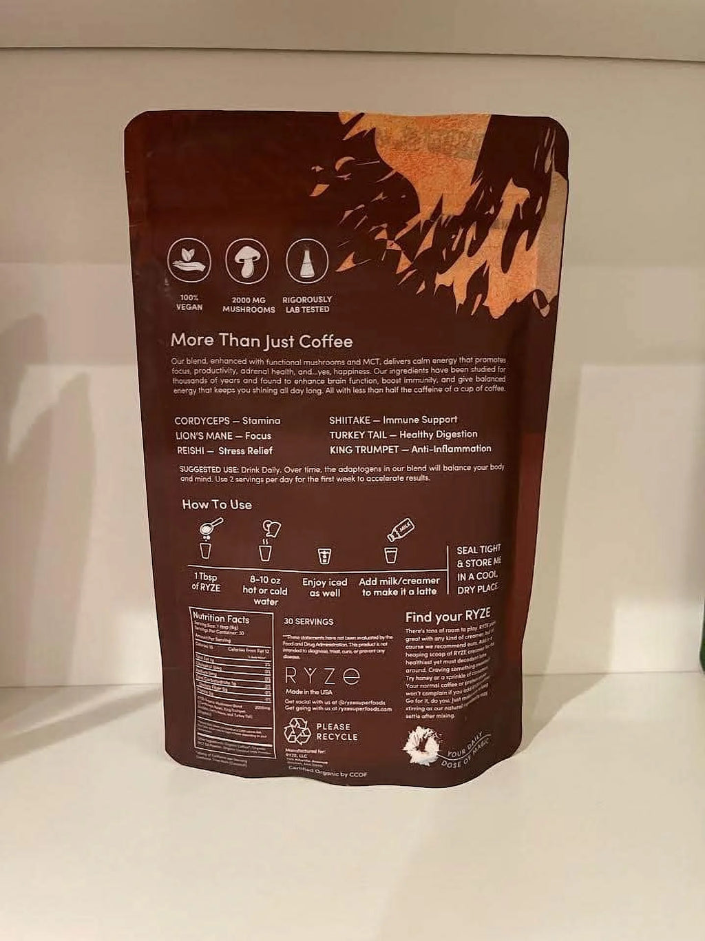 Ryze Mushroom Coffee Organic 30 Servings Y5636