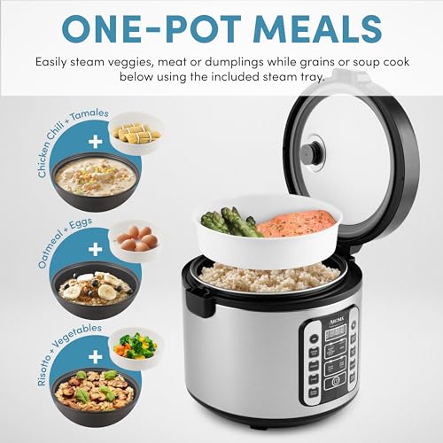 Rice Cooker 4-Cup Uncooked 8-Cup Cooked Stainless Steel a7