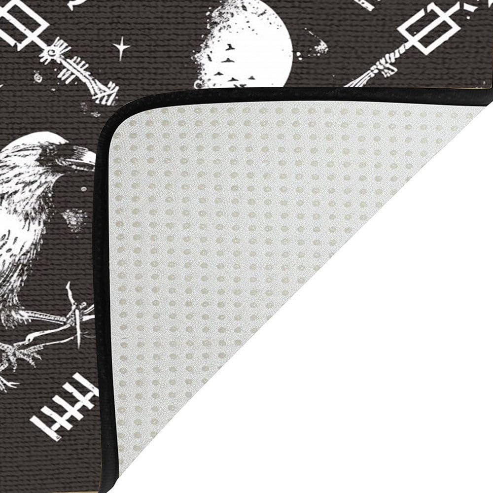 Viking Rugs for Living Room, Scandinavian Mythology Nordic Design Carpet, Custom Size 3x5 4x6 5x8 ft (Raven) F460