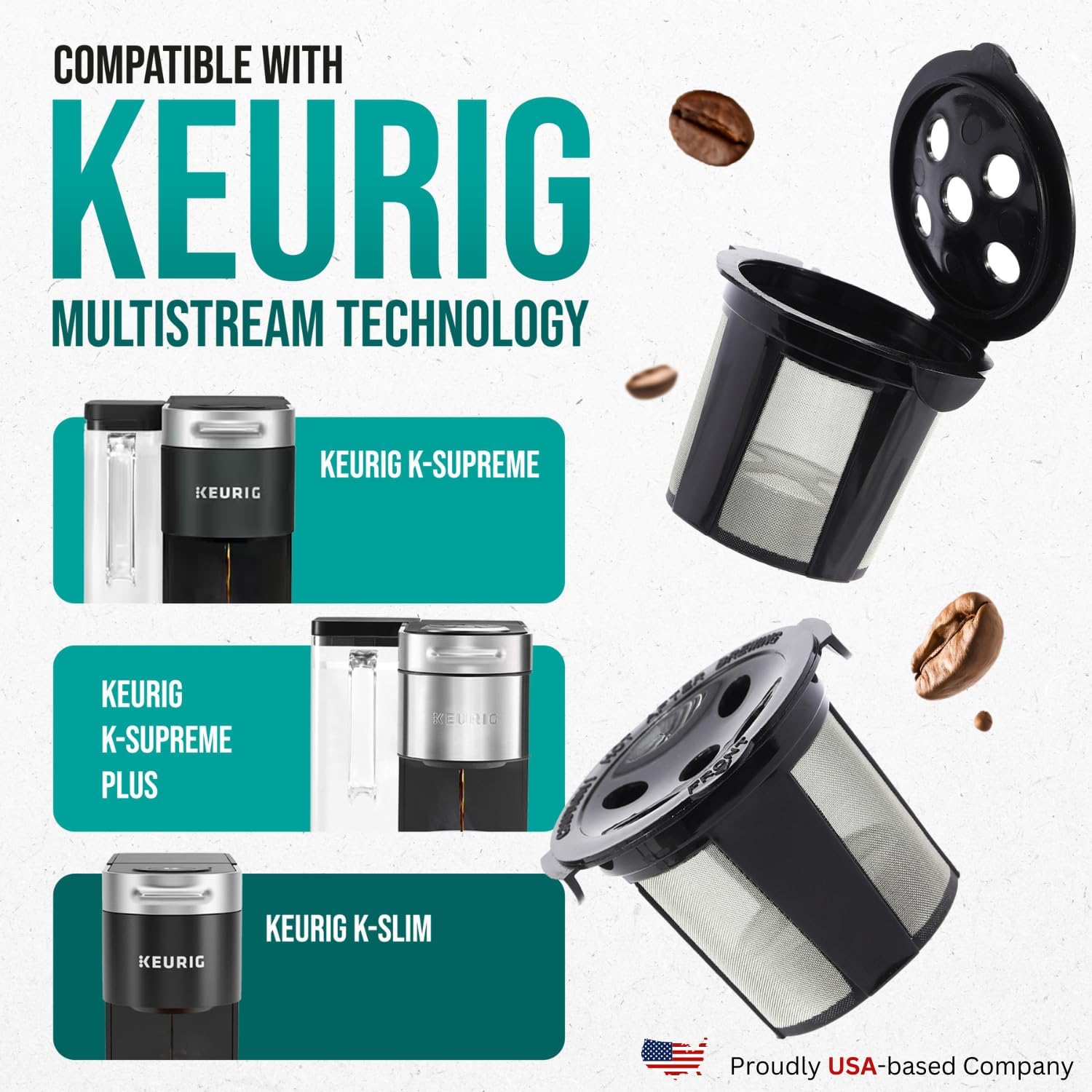 Reusable K Cups for Keurig Supreme, K Supreme Plus and K Slim by PureHQ, 4 Pack N93681